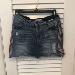 Denim side stripe skirt